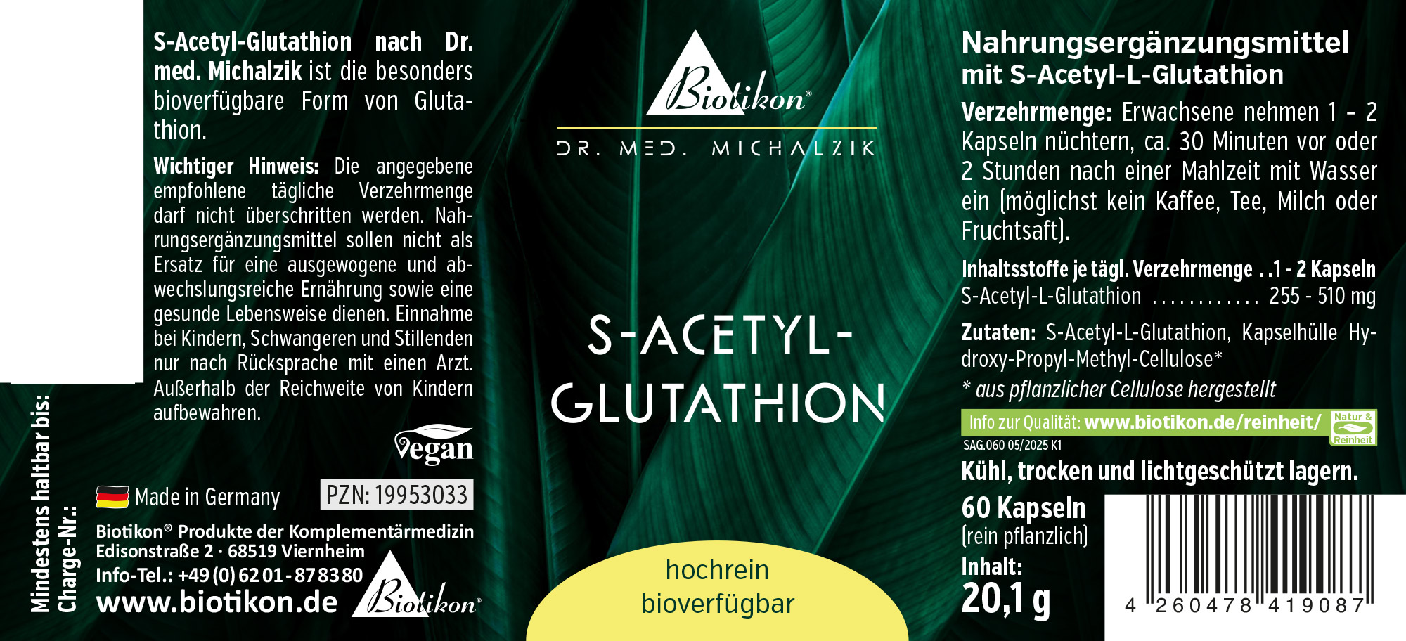 Étiquette S-acétyl-glutathion