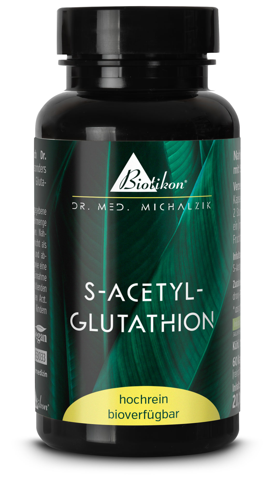 Vue frontale de la dose de S-acétyl-glutathion