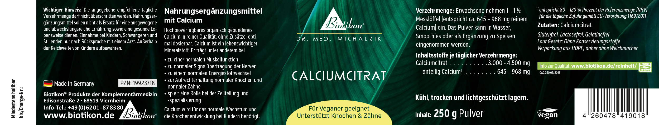 Poudre de citrate de calcium